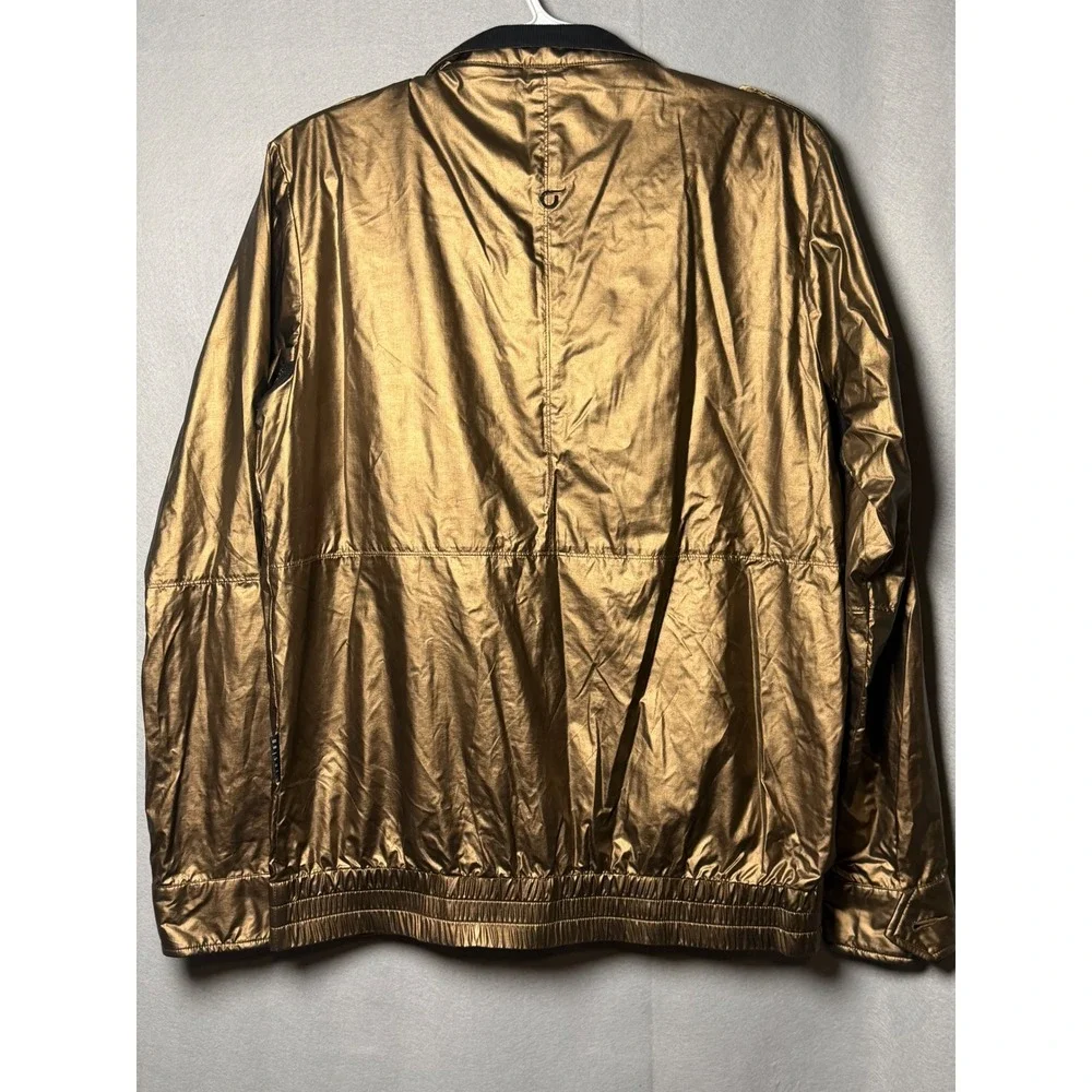 Orisue Mens Metallic Bronze Gold Field Jacket Full Zip Utility Streetwear Small